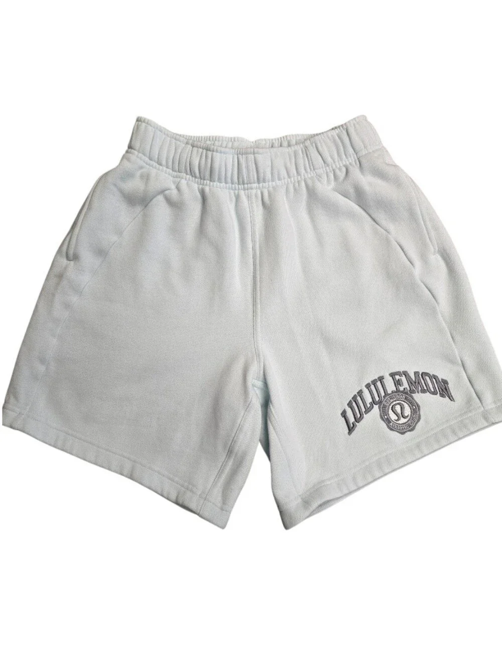 Lululemon Collegiate Logo Fleece Shorts XXS Icy Blue Preppy Athleisure